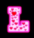 ValentineÃ¢â¬â¢s! Love is all a blur!Letter L with multiple hearts, to signify love,emotion,confusion,giddiness etc